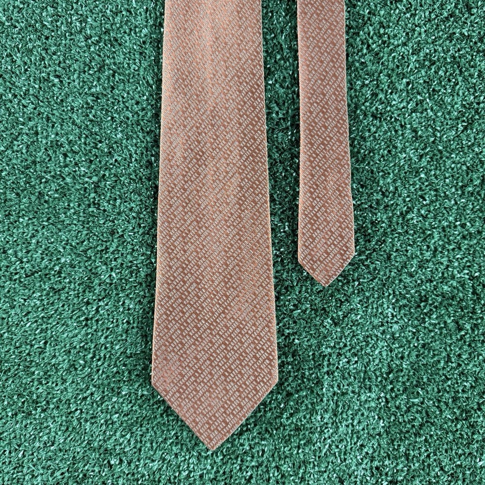 Charvet Paris Silk Tie Mens Orange Striped Made In France Luxury Designer